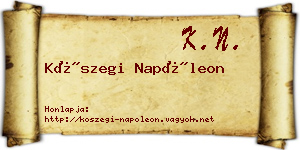 Kőszegi Napóleon névjegykártya